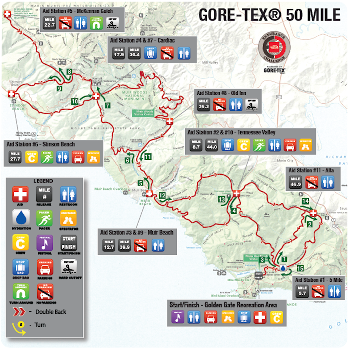 The North Face Endurance Challenge (California) MAPA DEL RECORRIDO DE